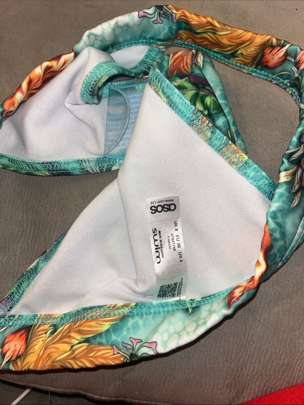 Floral Teal Bikini Bottom UK8/ US4/ Eu36 - Picture 5 of 6